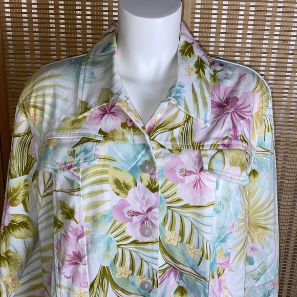 🔷Alfred Dunner Pastel Floral Stretch Button Up Jacket Size 18 - Picture 2 of 6